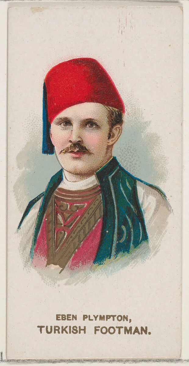 Eben Plympton Dressed as Turkish Footman, from the set Actors and Actresses, Second Series (N71) for Duke brand cigarettes — W. Duke, Sons & Co.|Knapp & Company