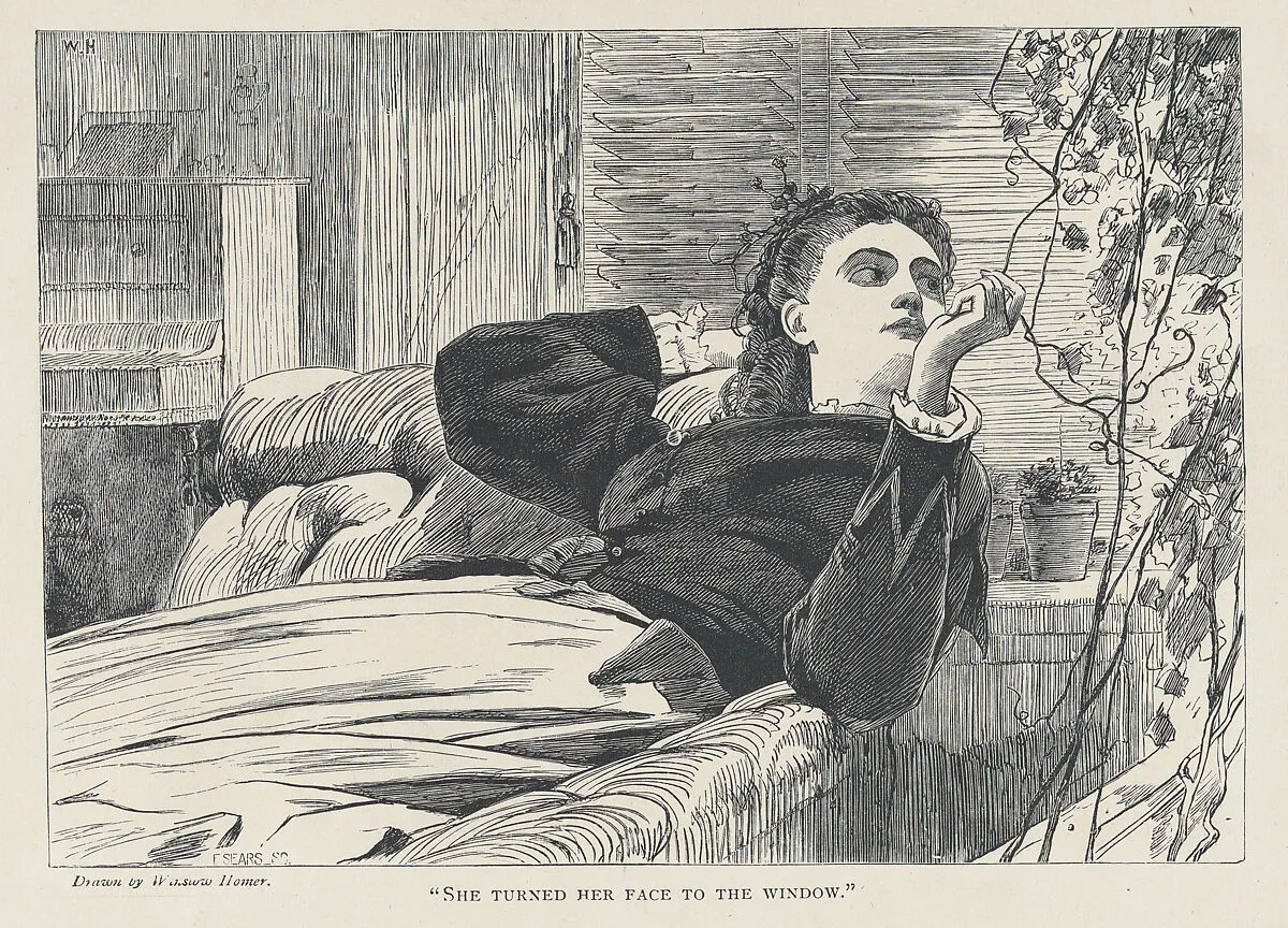 "She Turned her Face to the Window" (The Galaxy, An Illustrated Magazine of Entertaining Reading, Vol. V) — Winslow Homer|Edward Sears|Marion Harland