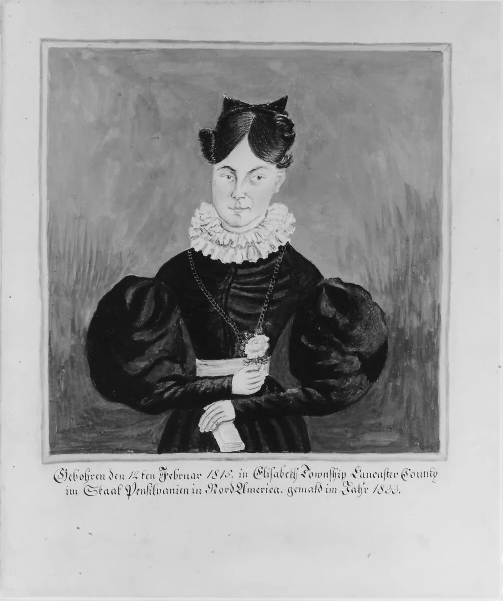 Portrait and Birth Record of Mahala Wechter — Jacob Maentel