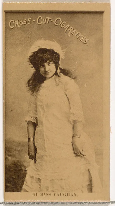 Card Number 61, Miss Vaughan, from the Actors and Actresses series (N145-2) issued by Duke Sons & Co. to promote Cross Cut Cigarettes — W. Duke, Sons & Co.