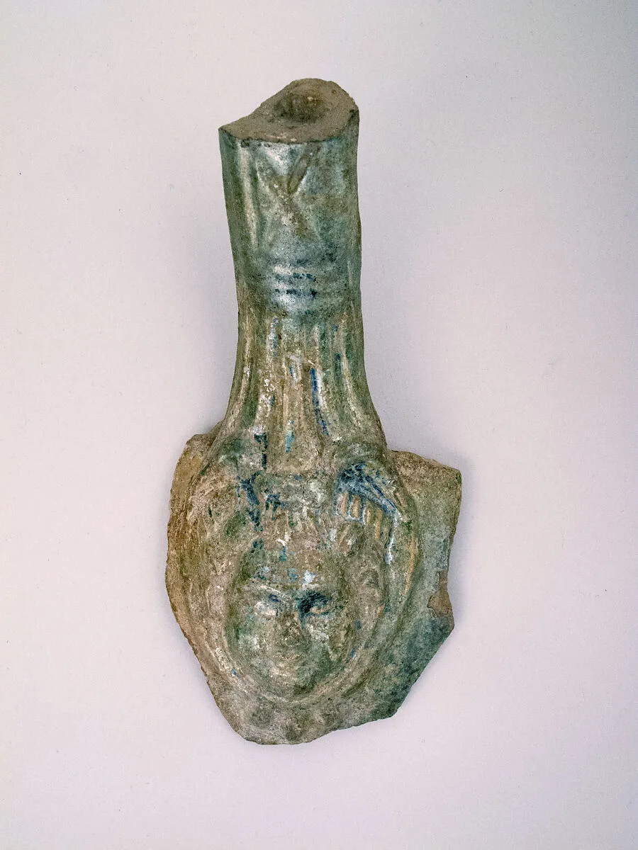 Terracotta green-glazed jug handle — Unknown