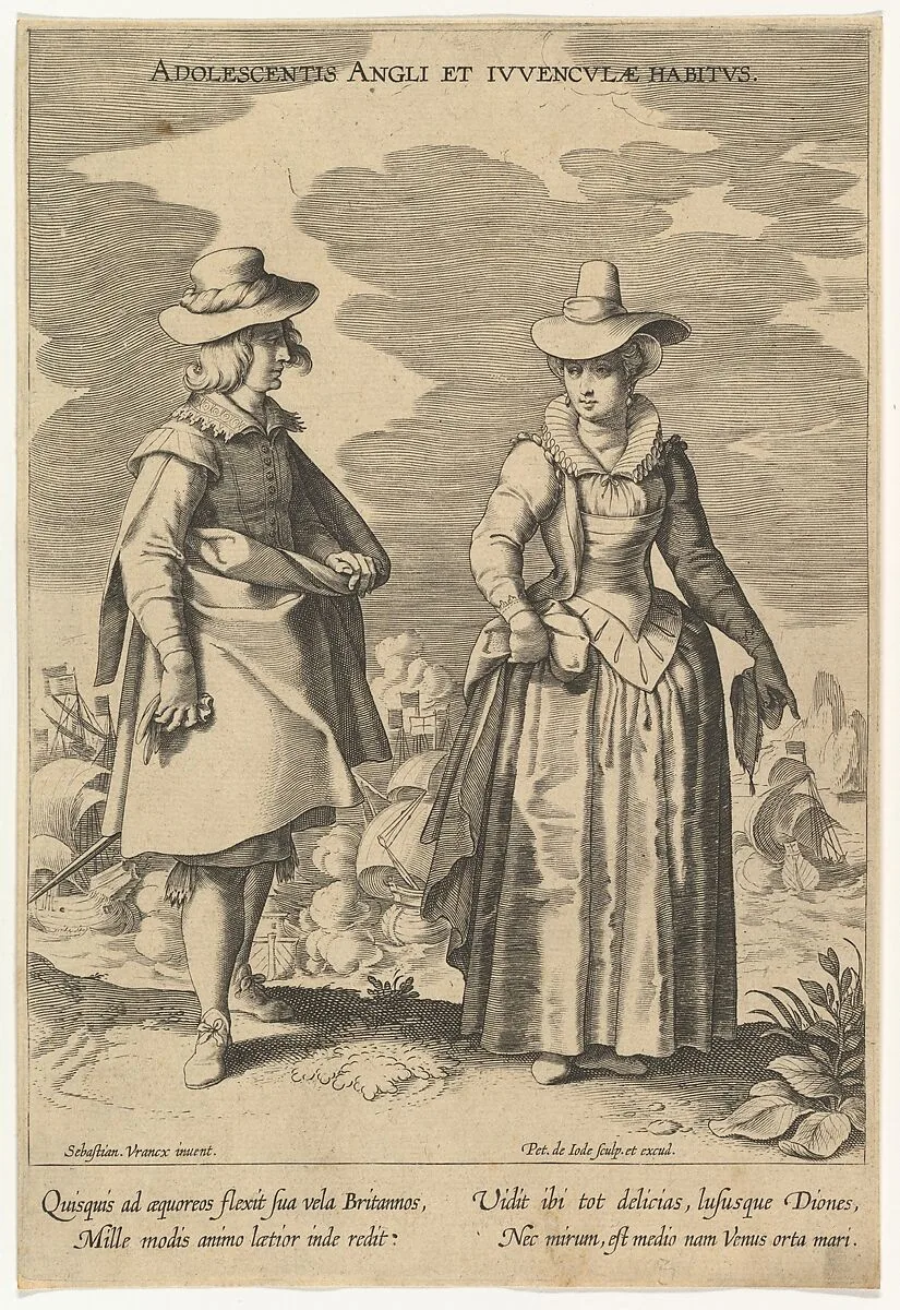 Adolescentis Angli et Iuvenculae Habitus, from Fashions of Different Nations — Pieter de Jode I|Sebastiaen Vrancx|Pieter de Jode I
