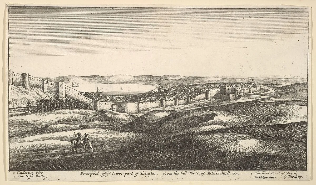 Prospect of ye lower part of Tangier, from the hill West of White-hall, from "Views of Tangier" — Wenceslaus Hollar
