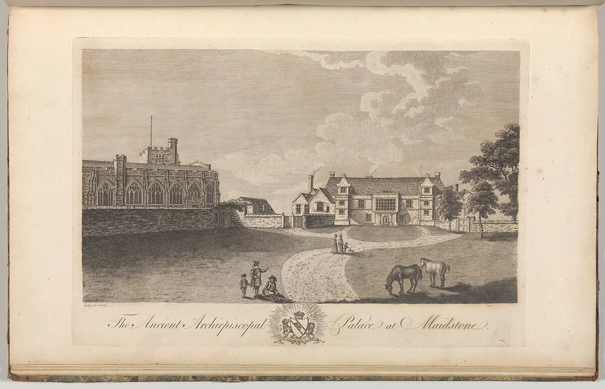 The Ancient Archiepiscopal Palace at Maidstone, from Edward Hasted's, The History and Topographical Survey of the County of Kent, vols. 1-3 — Richard Bernard Godfrey