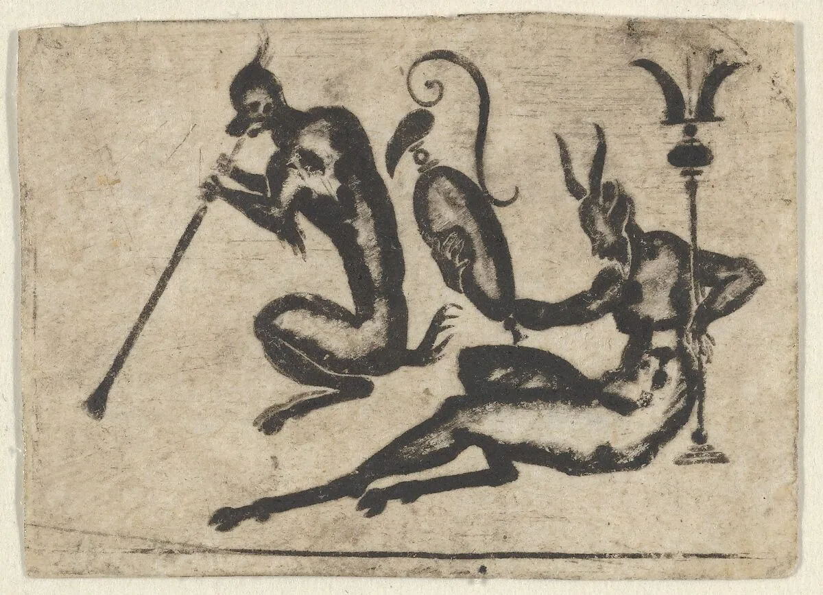 Blackwork Design for Goldsmithwork with Satyr and Monkey — Mathais Beitler