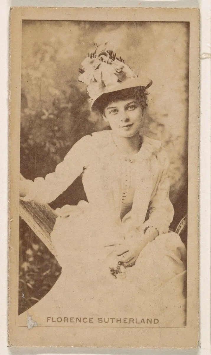 Miss Florence Sutherland, from the Actresses series (N245) issued by Kinney Brothers to promote Sweet Caporal Cigarettes — Kinney Brothers Tobacco Company
