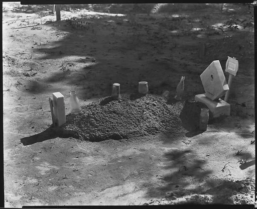 [Grave with Bottles and Jars, Hale County, Alabama]