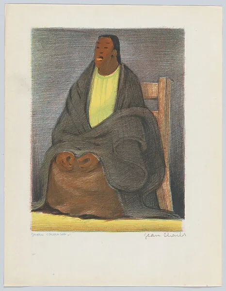 Luz Jiménez seated in a chair, from the Picture Book (plate 9) — Jean Charlot|Kistler (Lynton R. and/or Will A.)
