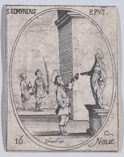 S. Edmond, évêque (St. Edmond, Bishop), November 16th, from "Les Images De Tous Les Saincts et Saintes de L'Année" (Images of All of the Saints and Religious Events of the Year)