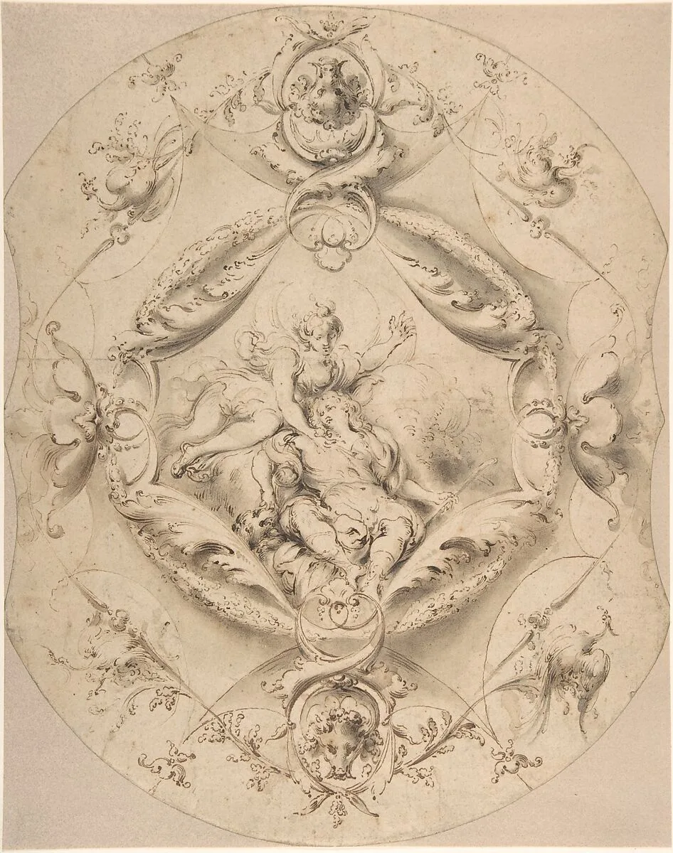 Ornamental Design with Diana and Endymion in a Central Cartouche — Jacob Denys