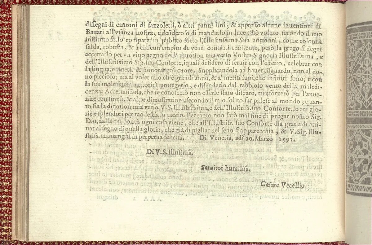 Corona delle Nobili et Virtuose Donne: Libro I-IV, page 58 (verso) — Cesare Vecellio