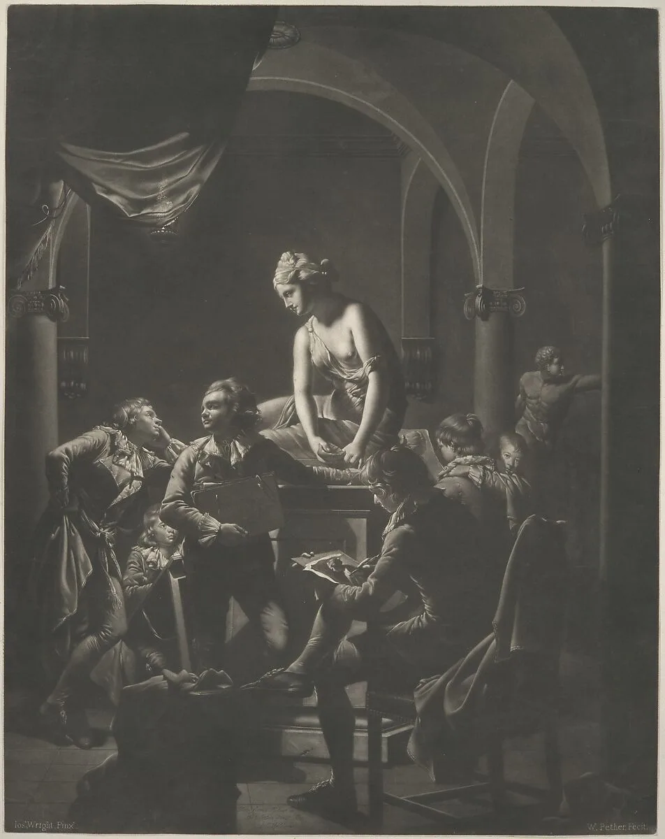 An Academy by Lamplight — Joseph Wright (Wright of Derby)|William Pether|William Pether