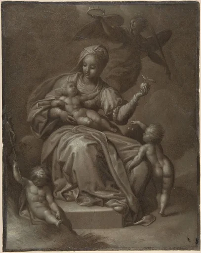 Recto: Virgin and Child, and Saint John the Baptist; Verso: Summary sketches, possibly the Virgin and Child