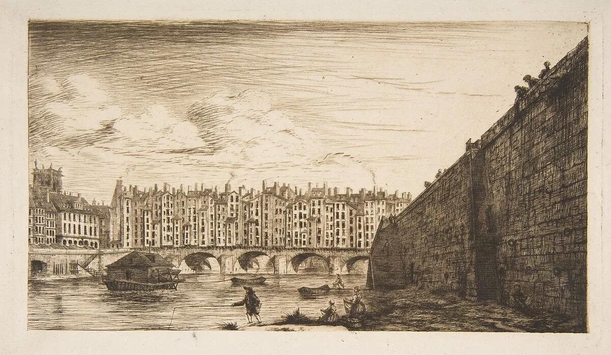 Le Pont-au-Change, vers 1784 (Pont-au-Change, Paris, circa 1784, after Nicolle) — Charles Meryon|Victor Jean Nicolle