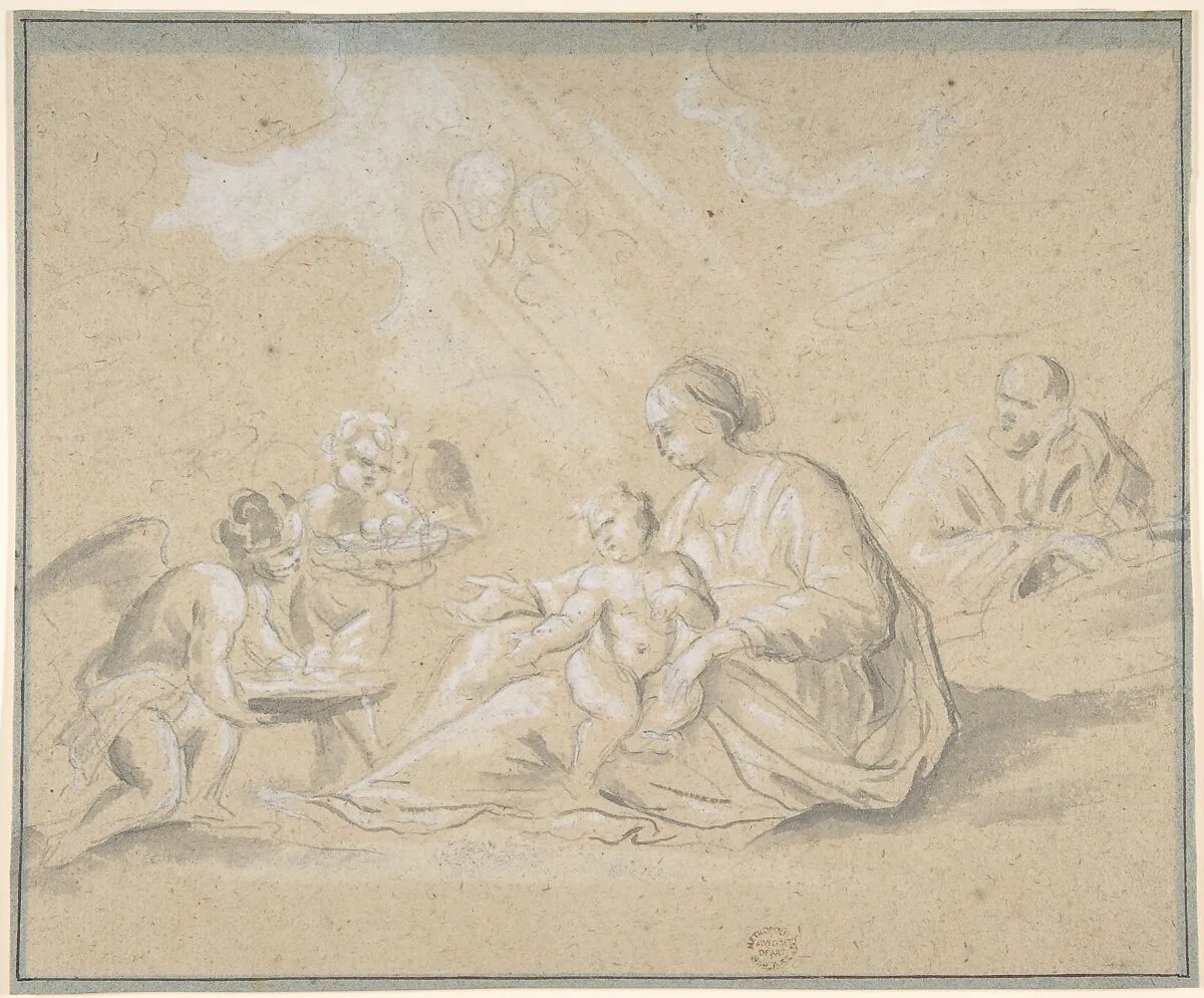 Rest on the Flight into Egypt — Anonymous, Italian, Roman-Bolognese, 17th century