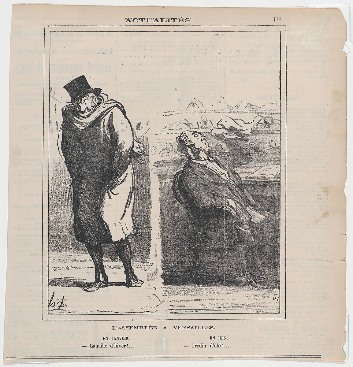 The assemby in Versailles: In January –Wretched winter!... In June –Scoundrel of a summer!... — Honoré Daumier