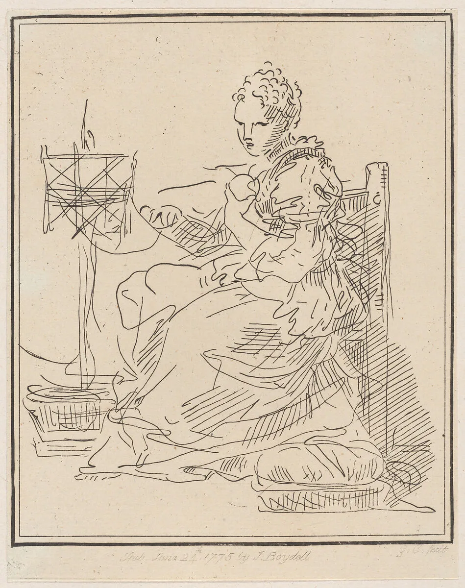 Seated woman winding yarn — Giuseppe Canale|John Boydell