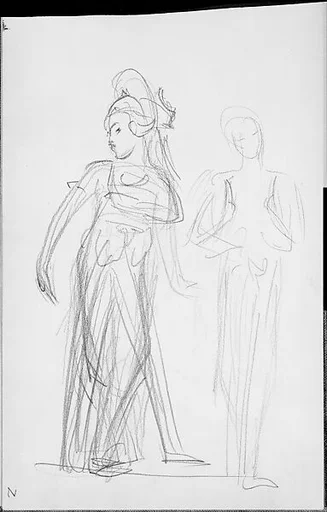 Two Javanese Dancers (from Sketchbook of Javanese Dancers)