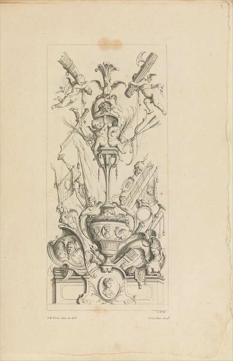 Trophées Nouvellement Inventez par J.B. Toro. — Jean Bernard Toro|Charles Nicolas Cochin I|Jacques-Nicolas Le Pas Dubuisson