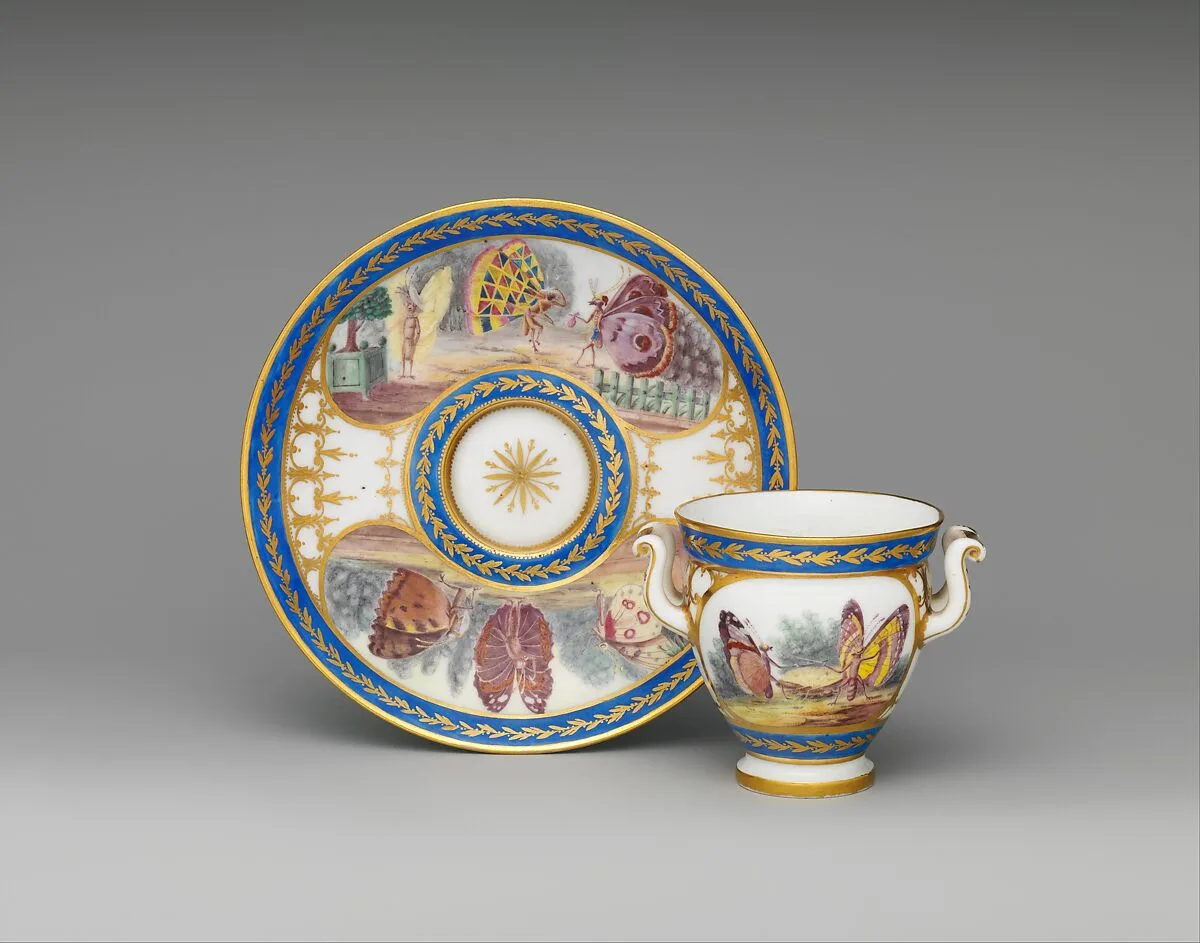 Cup (tasse à l'étrusque) and saucer — Louis-Gabriel Chulot|Sèvres Manufactory|Etienne-Gabriel Girard|Charles Germain de Saint-Aubin