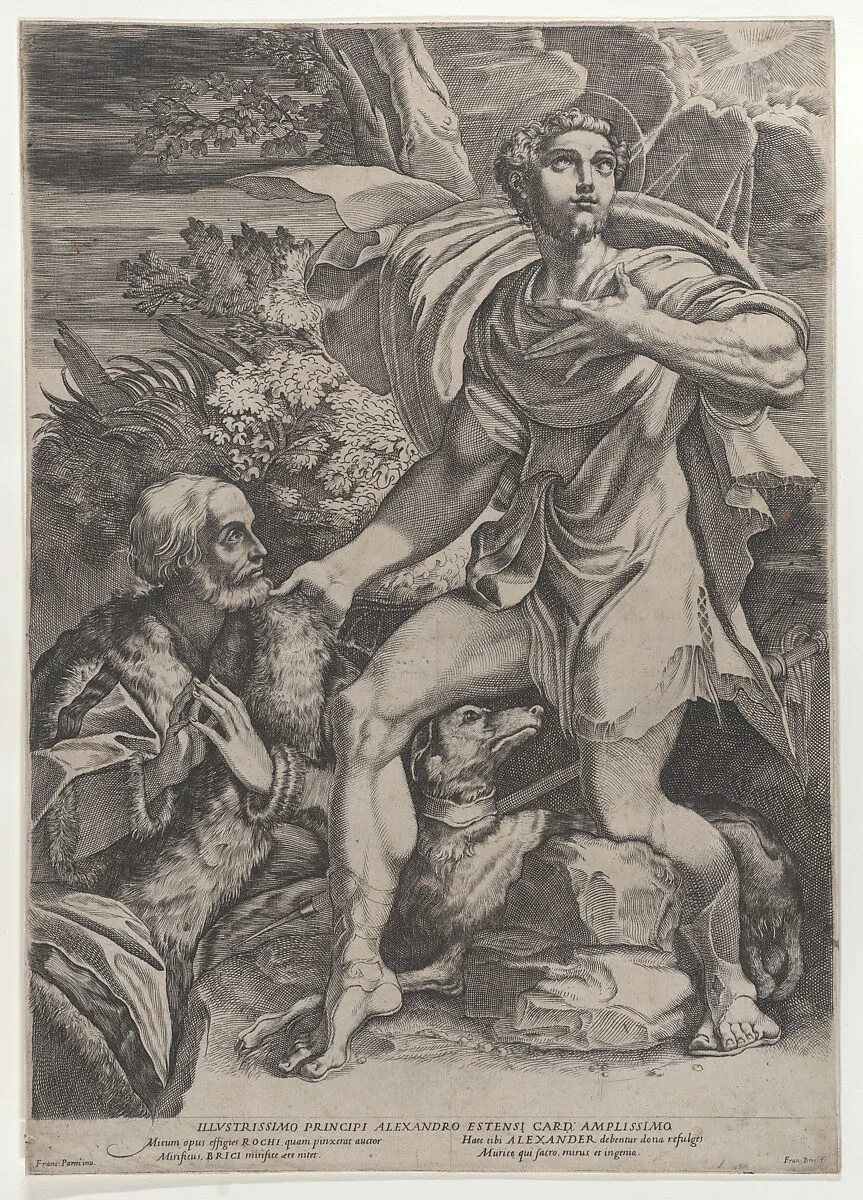 Saint Roch with a donor and a dog at left — Parmigianino (Girolamo Francesco Maria Mazzola)|Francesco Brizio