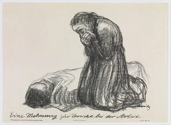 A Warning To Be Careful While Working (Eine Mahnung zur Vorsicht bei der Arbeit) — Käthe Kollwitz