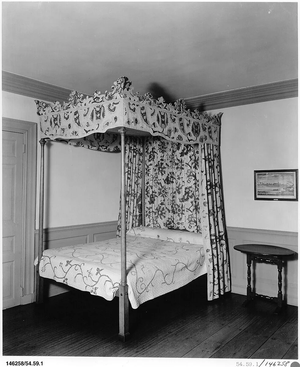 Bed hanging, blue-resist textile — Unknown