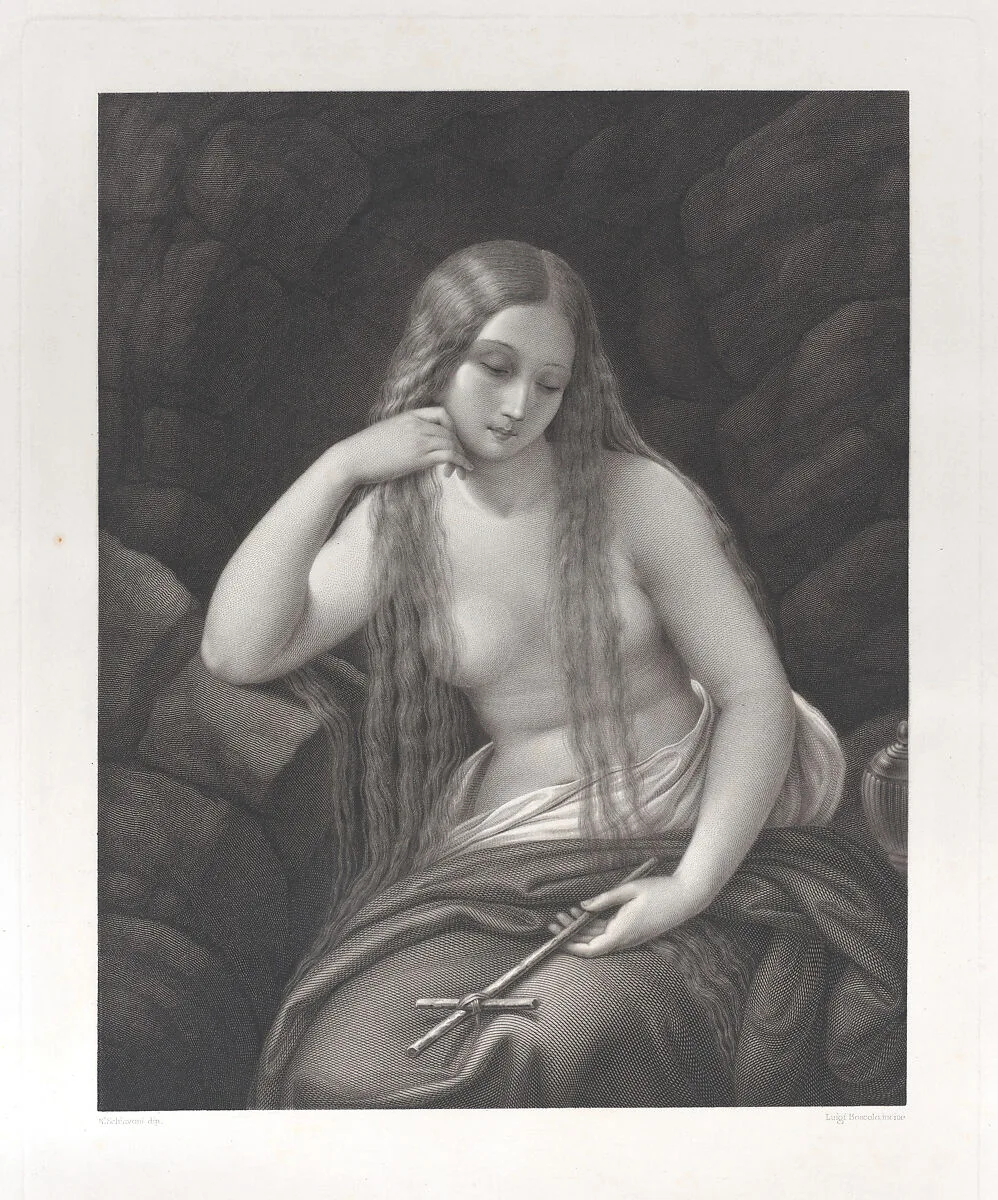The penitent Mary Magdalene in the wilderness, holding a cross in her left hand — Niccolò Schiavonetti|Luigi Boscolo