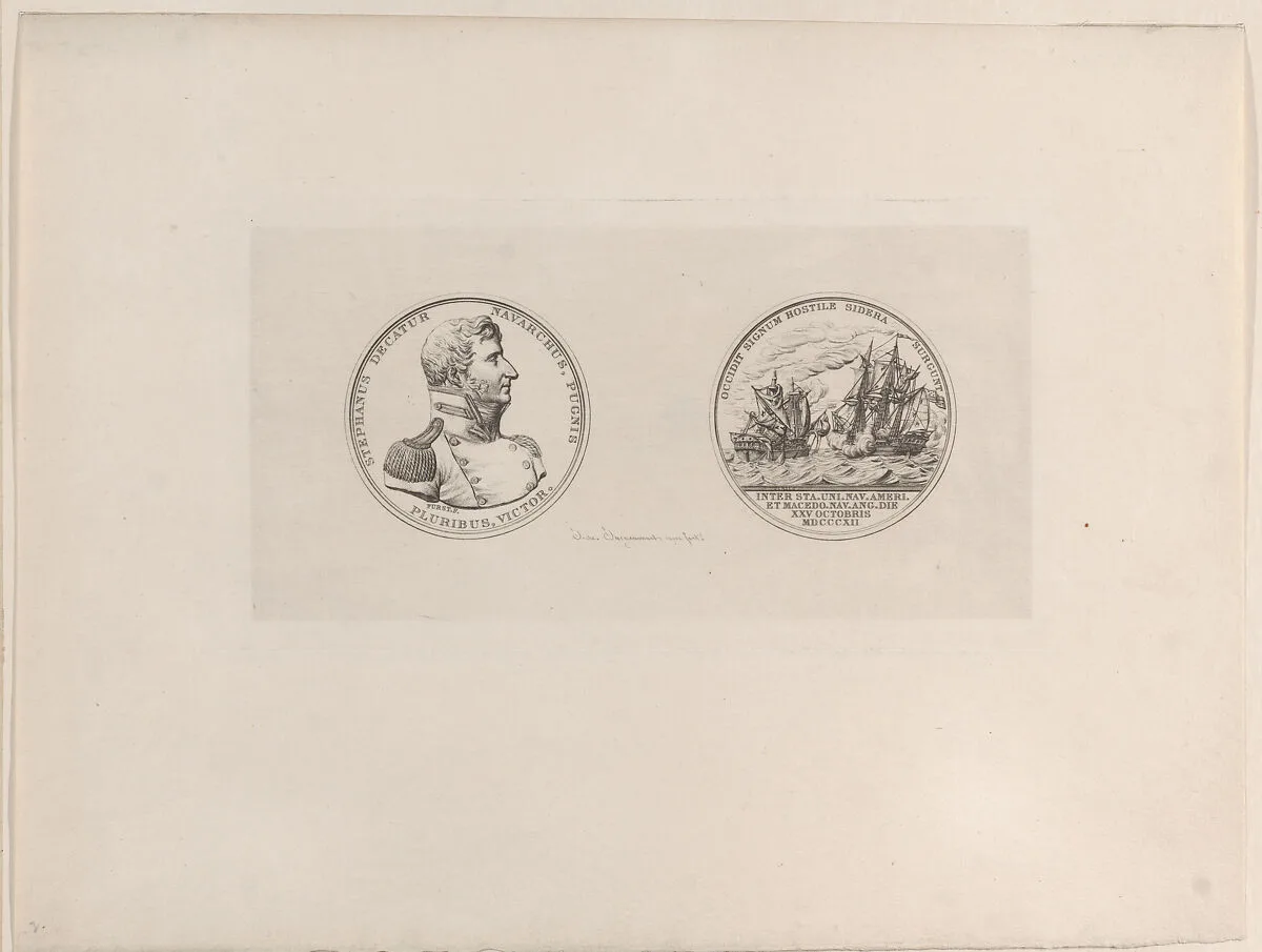 Portrait of Stephen Decatur, after medal by Moritz Fürst — Jules-Ferdinand Jacquemart|Moritz Fürst