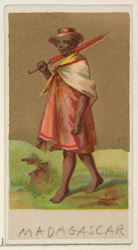 Madagascar, from the Natives in Costume series (N16), Teofani Issue, for Allen & Ginter Cigarettes Brands
