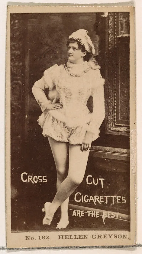 Card Number 162, Hellen Greyson, from the Actors and Actresses series (N145-2) issued by Duke Sons & Co. to promote Cross Cut Cigarettes — W. Duke, Sons & Co.