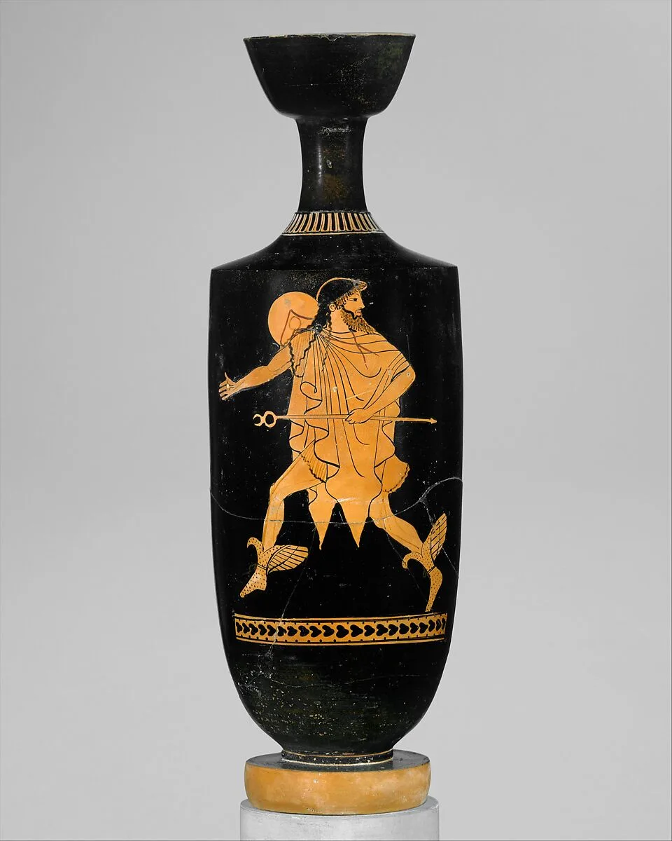 Terracotta lekythos (oil flask) — Tithonos Painter