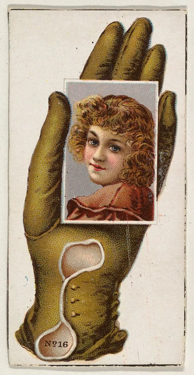 Card Number 16, cut-out from banner advertising the Opera Gloves series (G29) for Allen & Ginter Cigarettes — Allen & Ginter|American Tobacco Company