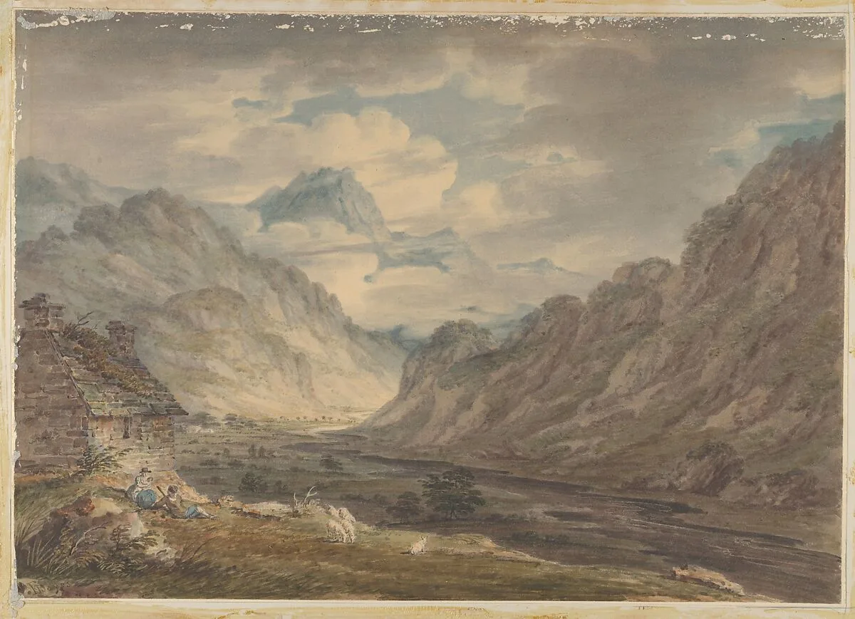 The Honister Pass from Gatesgarth Farm, Gatesgarthdale, Lake District — Edward Dayes