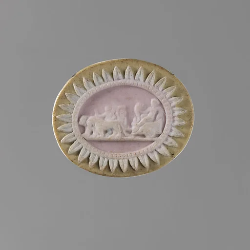Figure in chariot drawn by two lions