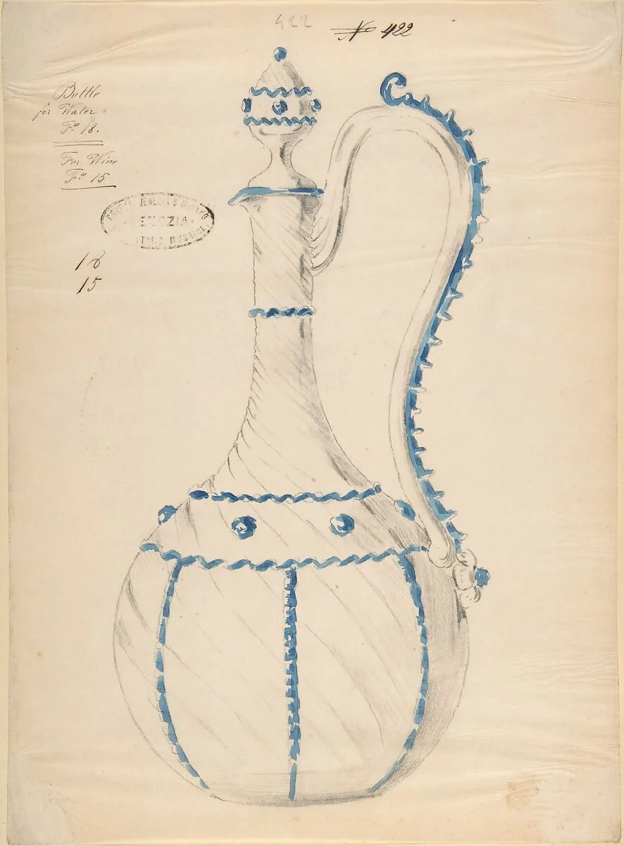 One of Twenty-Three Sheets of Drawings of Glassware (Mirrors, Chandeliers, Goblets, etc.) — Compagnia di Venezia e Murano