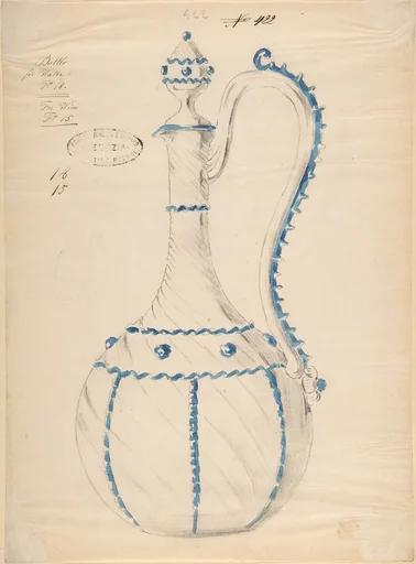 One of Twenty-Three Sheets of Drawings of Glassware (Mirrors, Chandeliers, Goblets, etc.)