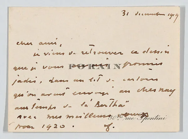 Jean-Louis Forain, calling card — Anonymous|Jean-Louis Forain