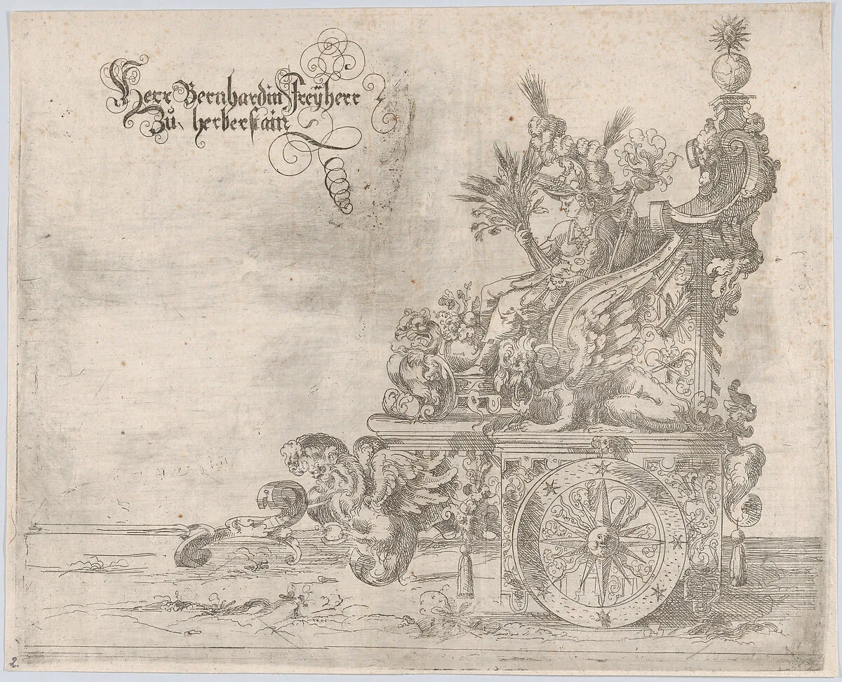 Procession, with a female figure seated on a float — Anonymous, German, 16th century