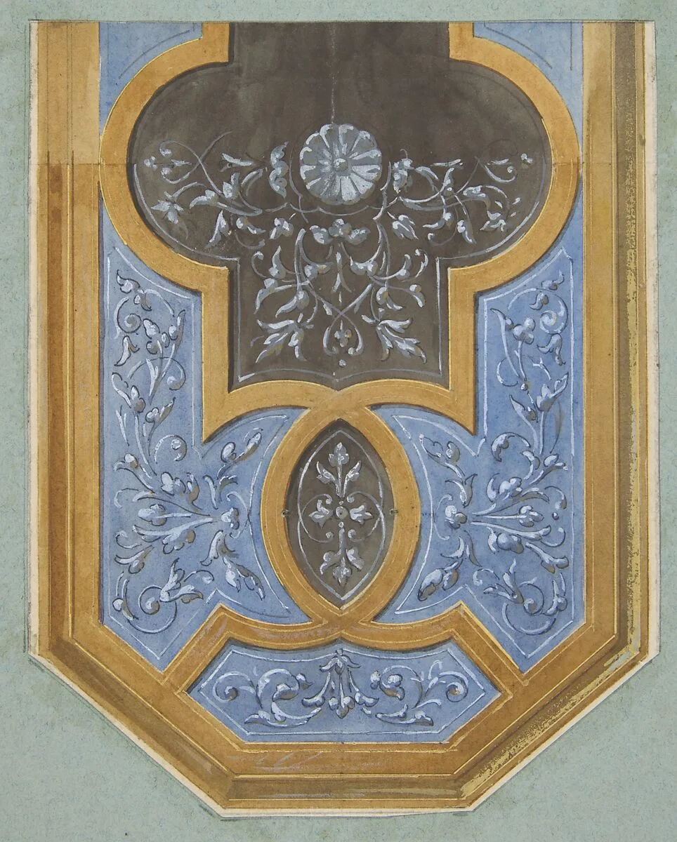 Design for the decoration of a ceiling with rinceaux — Jules-Edmond-Charles Lachaise|Eugène-Pierre Gourdet