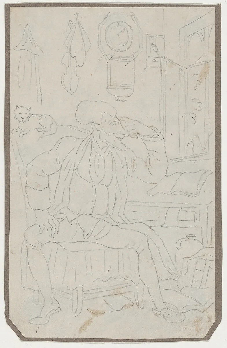 Tracing of scene from Dr. Syntax — Thomas Rowlandson