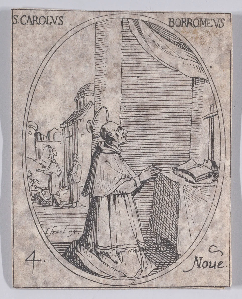S. Charles Borromée (St. Charles Borommeo), from November 4th, from "Les Images De Tous Les Saincts et Saintes de L'Année" (Images of All of the Saints and Religious Events of the Year) — Israël Henriet|Jacques Callot