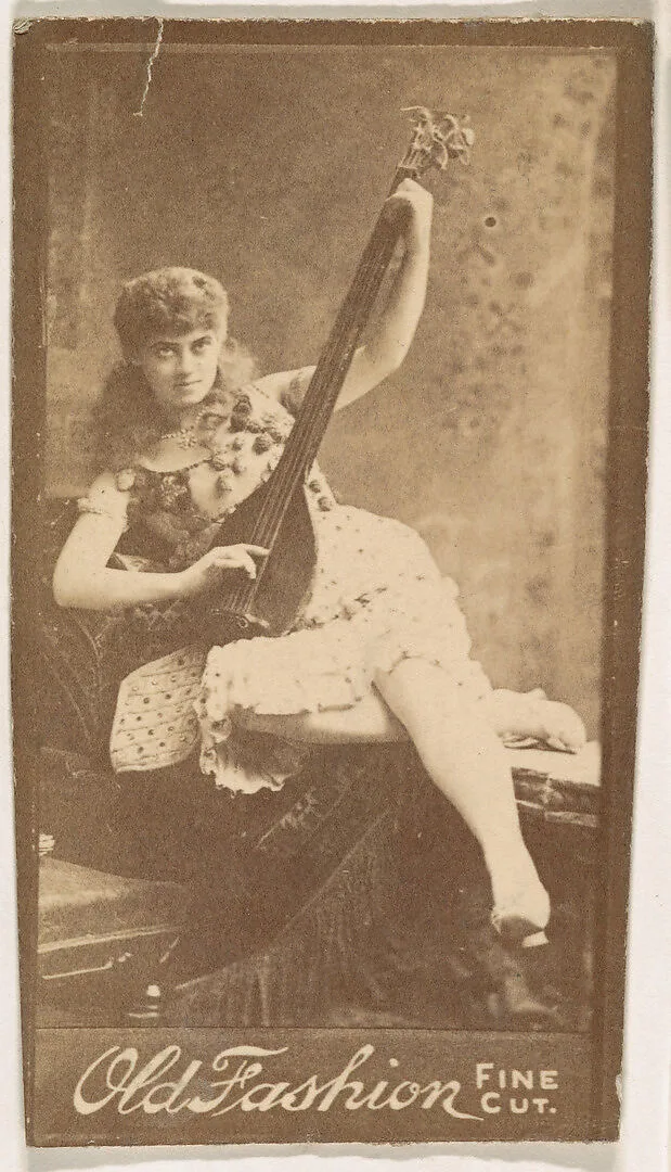 Actress playing mandolin, from the Actresses series (N664) promoting Old Fashion Fine Cut Tobacco — Unknown