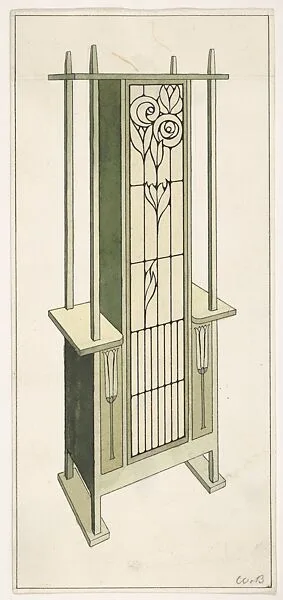 Stained-glass Flower Cupboard for Living Room or Hall (Bradley House, "Ladies Home Journal", 1901–1902) — William Henry Bradley