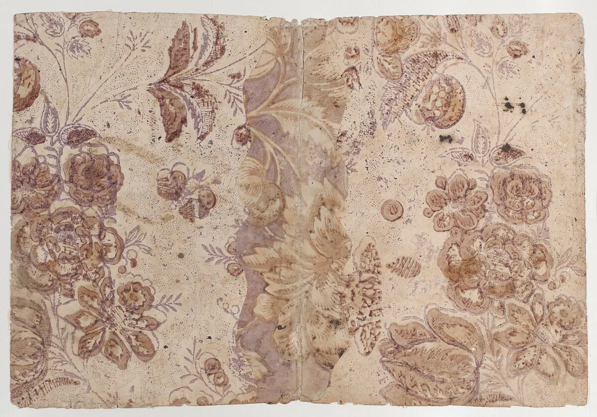 Book cover with overall floral and dot pattern — Anonymous