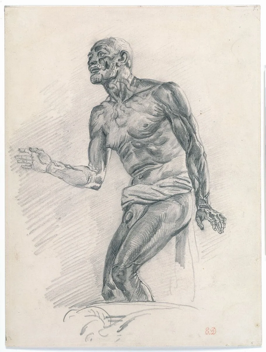 Study of a Male Nude Study for "The Death of Seneca" — Eugène Delacroix