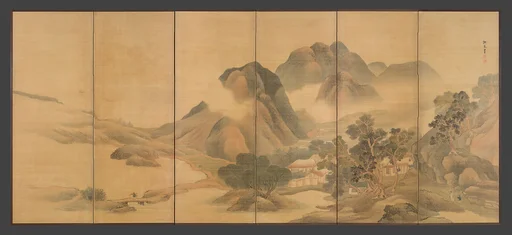 与謝蕪村筆 山野行旅図屏風|Travels through Mountains and Fields