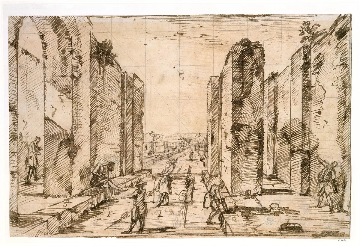 View through the Herculaneum Gate, Pompeii — Giovanni Battista Piranesi