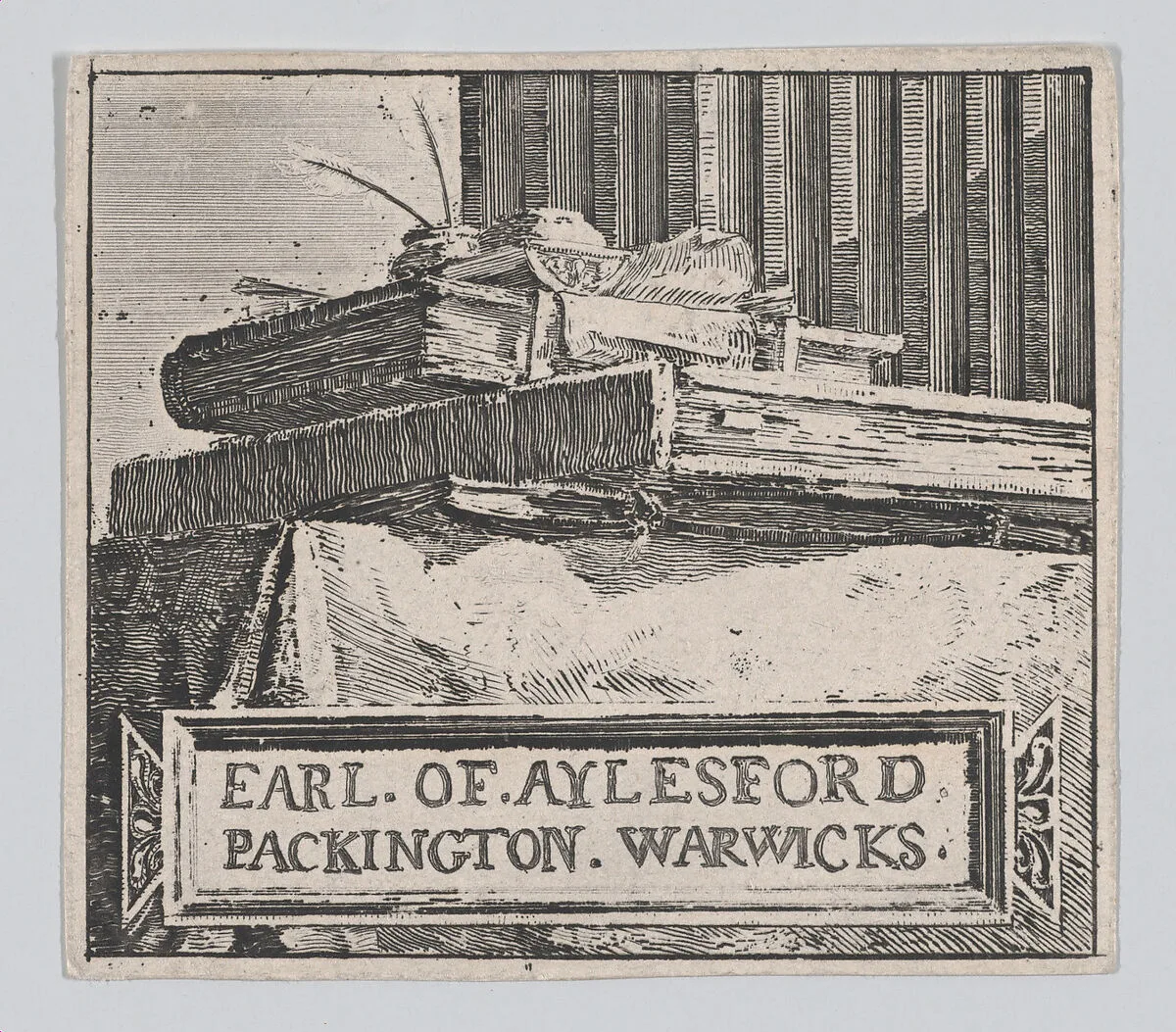 Third Bookplate of the Earl of Aylesford — Heneage Finch, 4th Earl of Aylesford