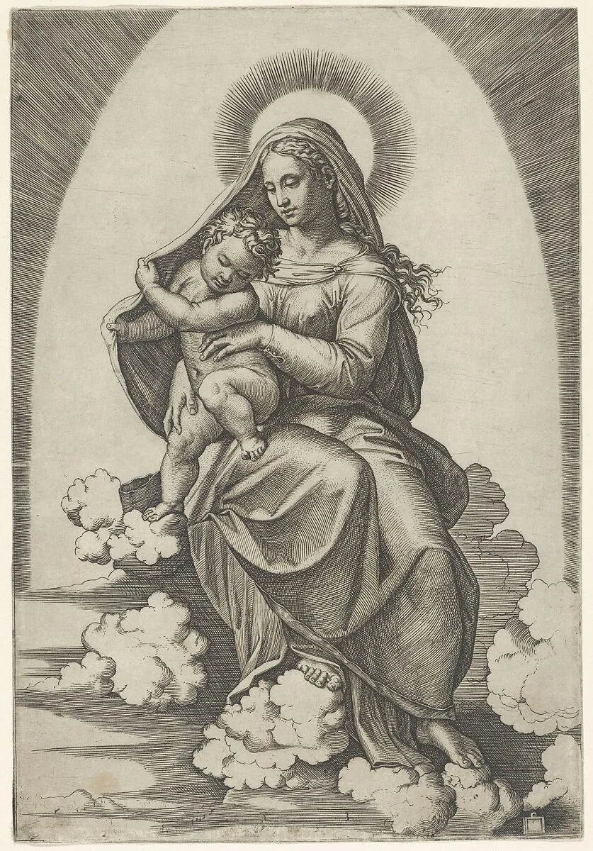 Madonna and Child — Marcantonio Raimondi|Raphael (Raffaello Sanzio or Santi)